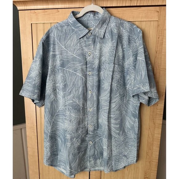 NEW Tommy Bahama Shirt Sz Large- Blue Blanca Vines Embroidered Floral All Cotton - Picture 8 of 10